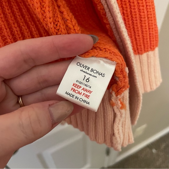 Oliver Bonas Colorblock Wayfarer Peach & Orange Cardigan - Picture 6 of 8